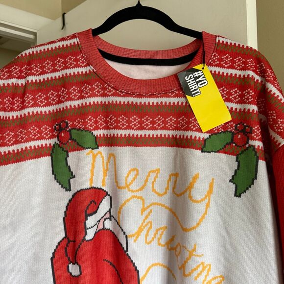 Ugly Christmas Sweater Yellow Snow Merry Christmas Holiday Red Mens Large NEW - Picture 5 of 12
